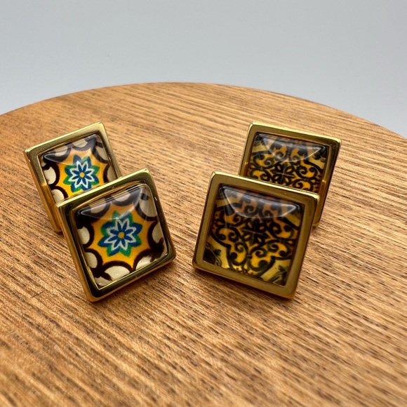 Elegant Boho Chic Stud Earring Set - Gold Square Trendy Stud Earrings - Picture 12 of 15